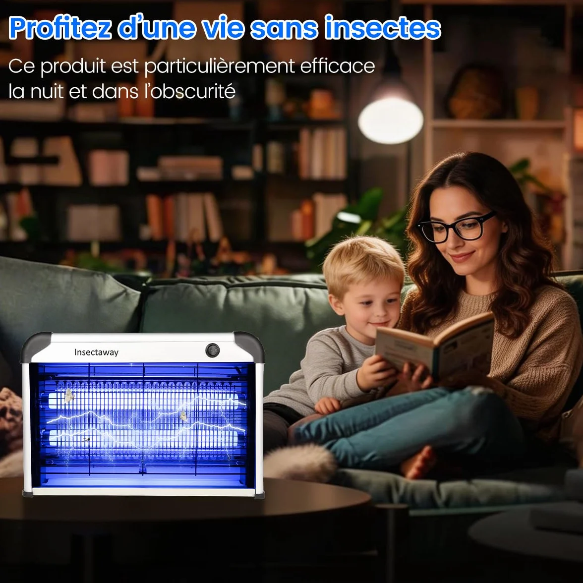 Lampada antizanzare elettrica da 20 W, lampada UV, con raggio di azione di 50-80 m², trappola per mosche e insetti, efficace per interni, casa, cucina, ufficio