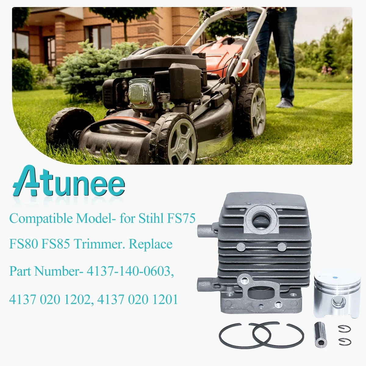 Kit silenziatore di Scarico pistone Cilindro 34 mm per Stihl FS75 FS80 FS85 FC75 FC85 Trimmer Sostituire 4137-140-0603, 4137 020 1202, 4137 020 1201
