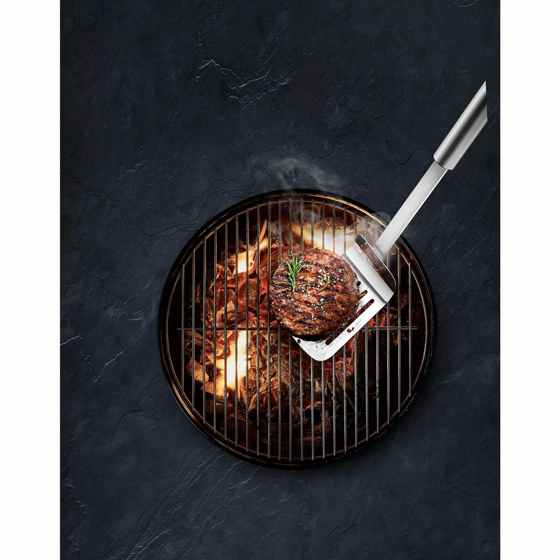 WMF Paletta per barbecue, lunga 44 x 10 cm, paletta per barbecue con manico extra lungo, grande superficie di appoggio – per hamburger, bistecca, verdure, lavabile in lavastoviglie