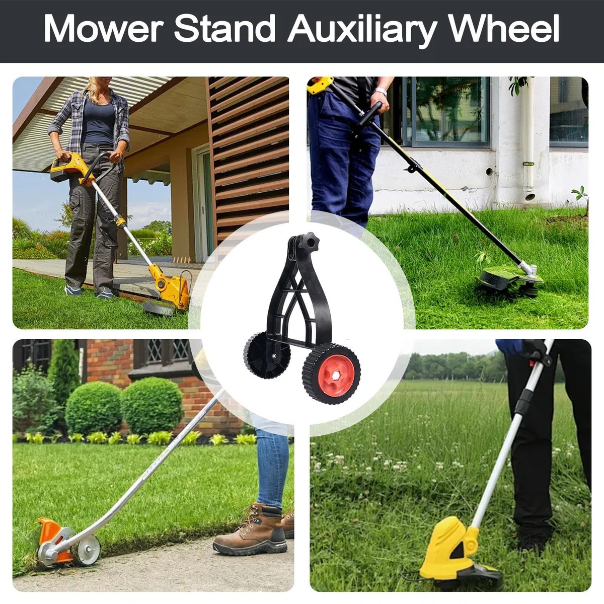 Supporto per Decespugliatore, Attacco per Tosaerba a Velo a Spazzole, ABS Ruote di Supporto Regolabili per Decespugliatore Erbacce Decespugliatore Giardino