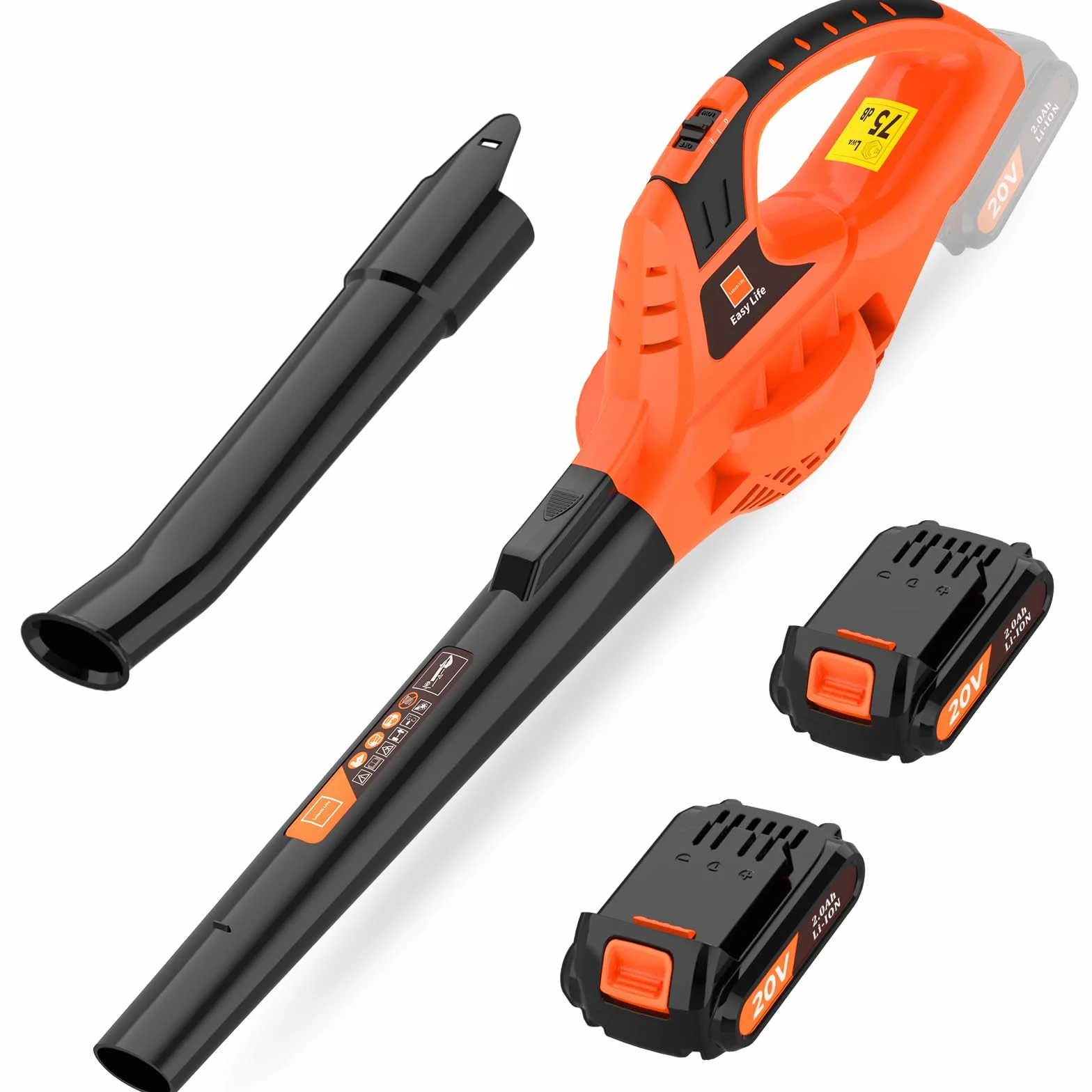 Leisch Life Soffiatore per foglie senza fili, 21 V, elettrico, portatile, con 2 batterie da 2,0 Ah e caricabatterie, leggero e alimentato a batteria, per la cura del prato, del patio, del cortile, del