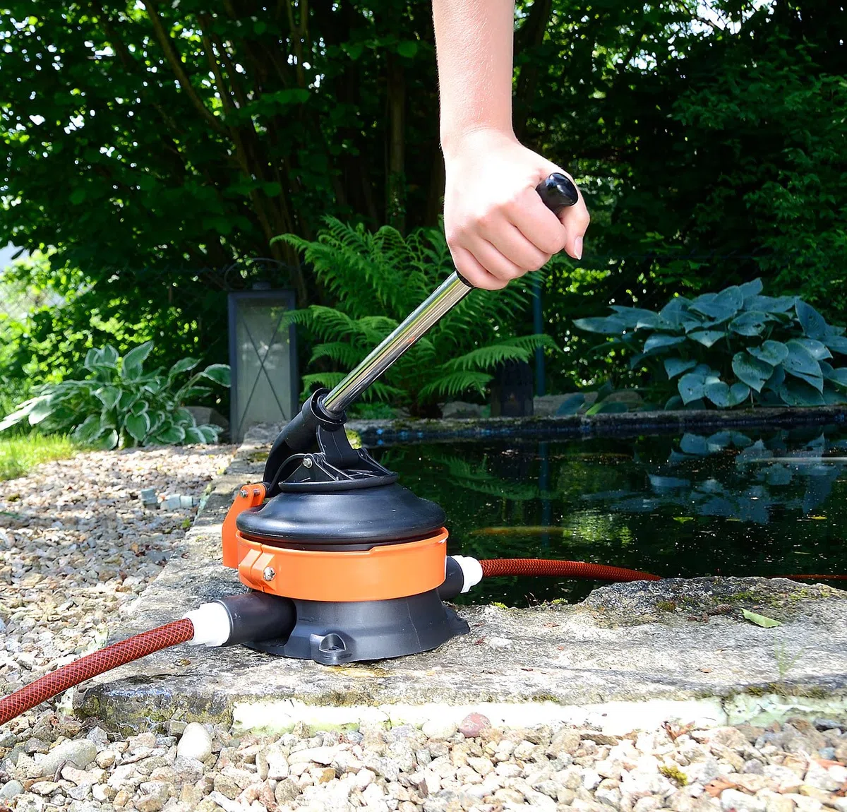 AGT Pompe per fontane - pompa manuale per acqua: Pompa d'acqua manuale con leva in acciaio inox (d'acqua a pedale, per fusti, mano)
