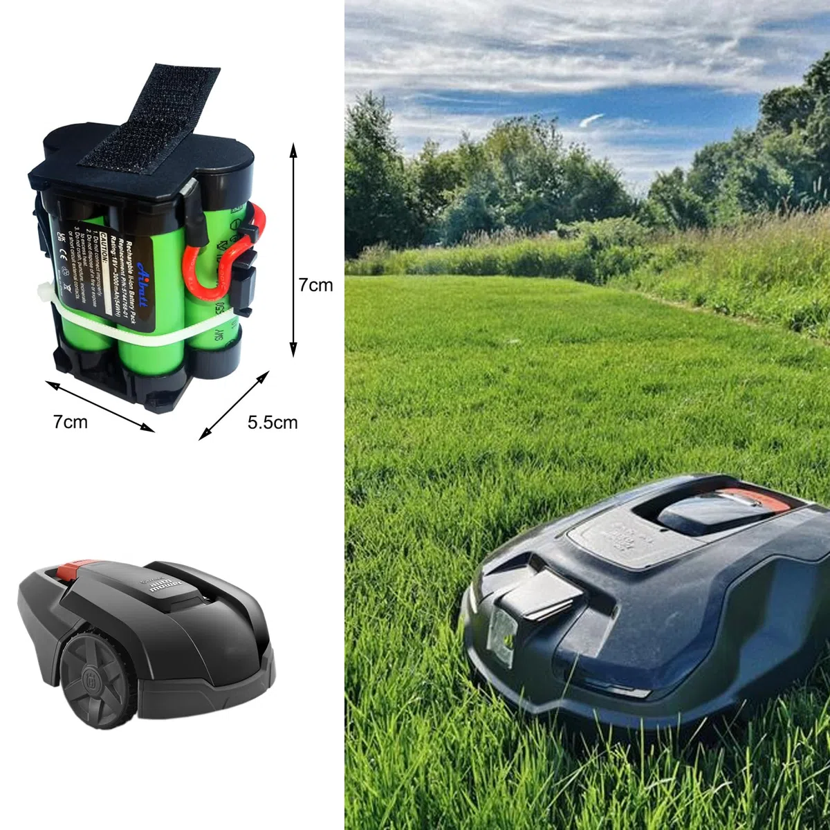 Batteria per robot tosaerba, batteria di ricambio per Husqvarna Automower 105,305,308,308X,5865762-01,5865762-02,compatibile con Gardena R38Li,R40Li,R45Li,R50Li,R70Li,R75Li,R80Li,Flymo 1200R