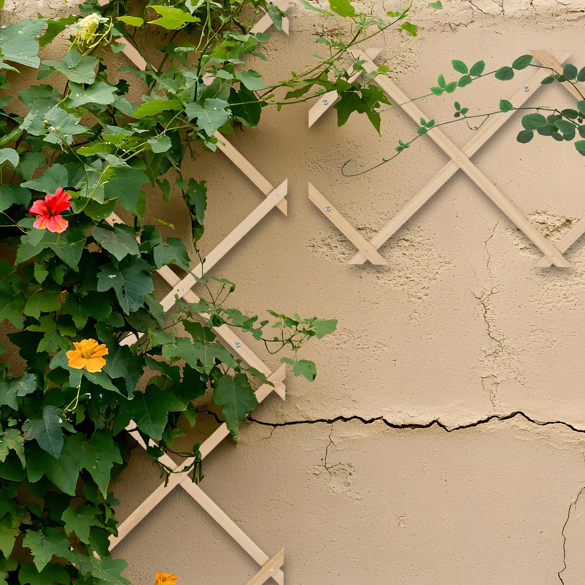 Relaxdays Grigliato in Legno per Rampicanti, 180x30 cm, Set 3 Tralicci Allungabili Piante da Giardino, Balcone, Naturale