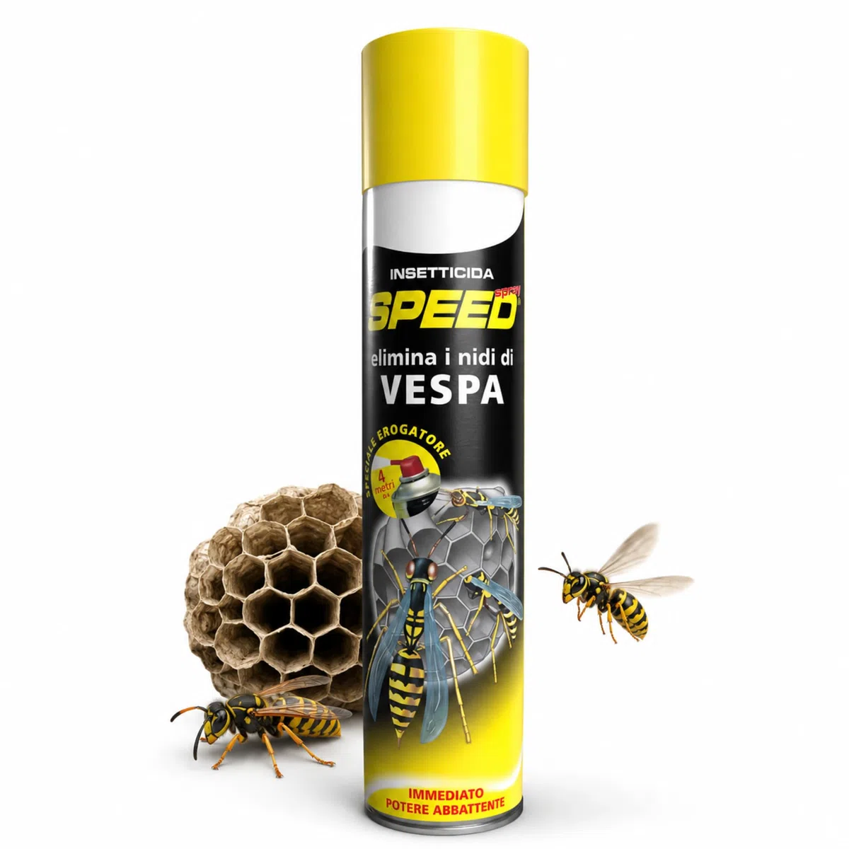 1 Bottiglia da 750 ml Speed Spray Vespe e Nidi - Lunga Gittata 4 metri | Uso domestico e civile; per grondaie, sottotetti e pensiline; effetto residuale e AZIONE RAPIDA