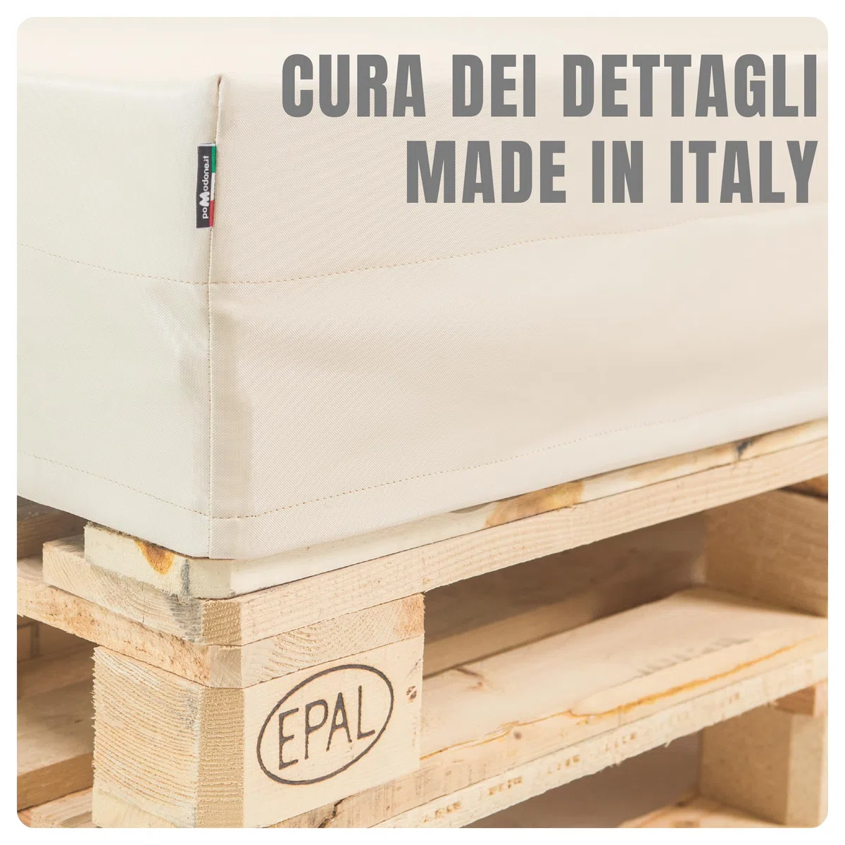 pomodone Cuscini per Pallet Legno Epal 120x80 Divano da Esterno Materasso per Bancale Europallet Impermeabile Lavabile in Ecopelle Resistente ai raggi UV Made in Italy (Bianco)