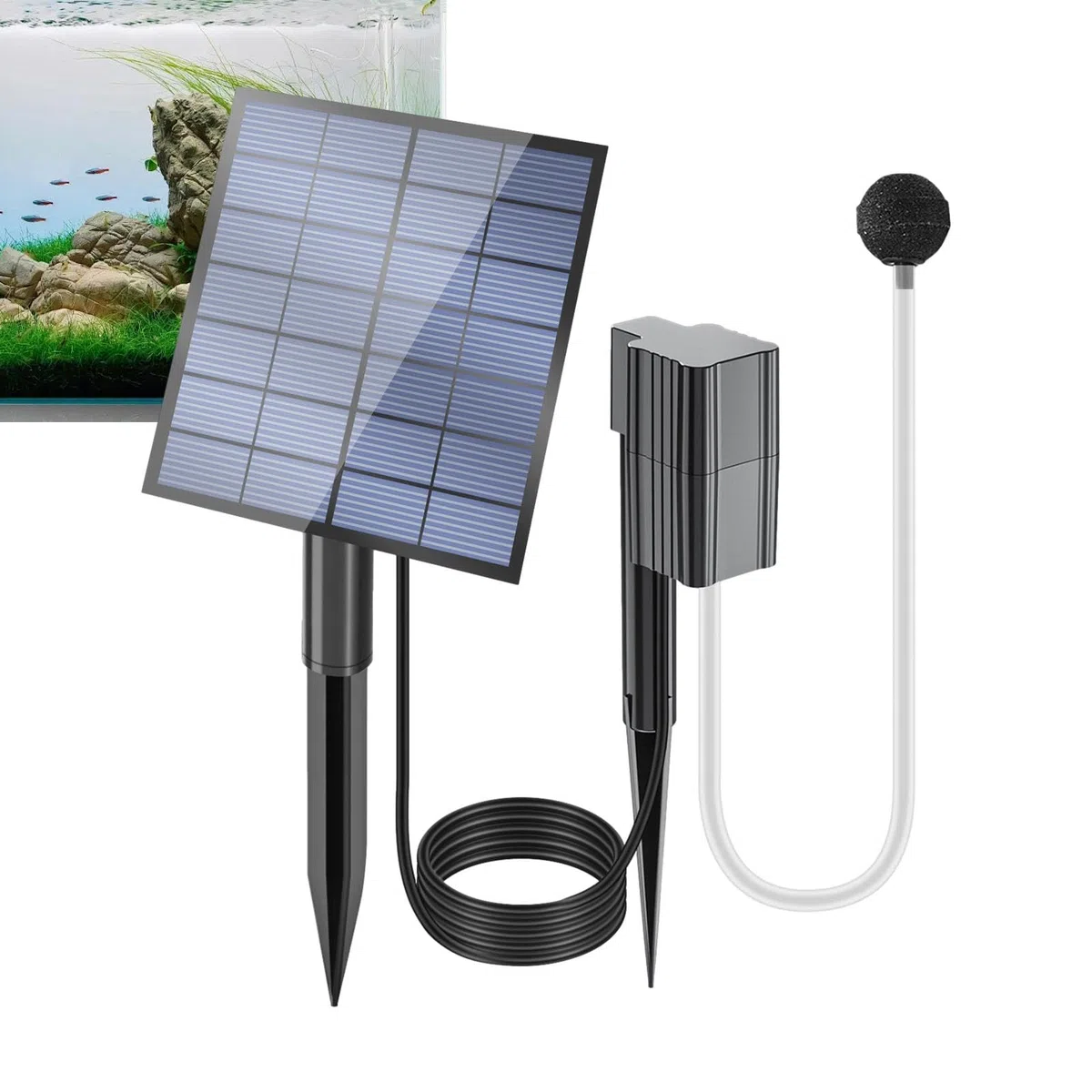 Pompa di ossigeno solare | Sistema di aerazione dello stagno | Pompa ad aria solare, ossigenatore ad energia solare, pompa ad ossigeno per laghetto e acqua, 2 modalità alimentate ad aria,