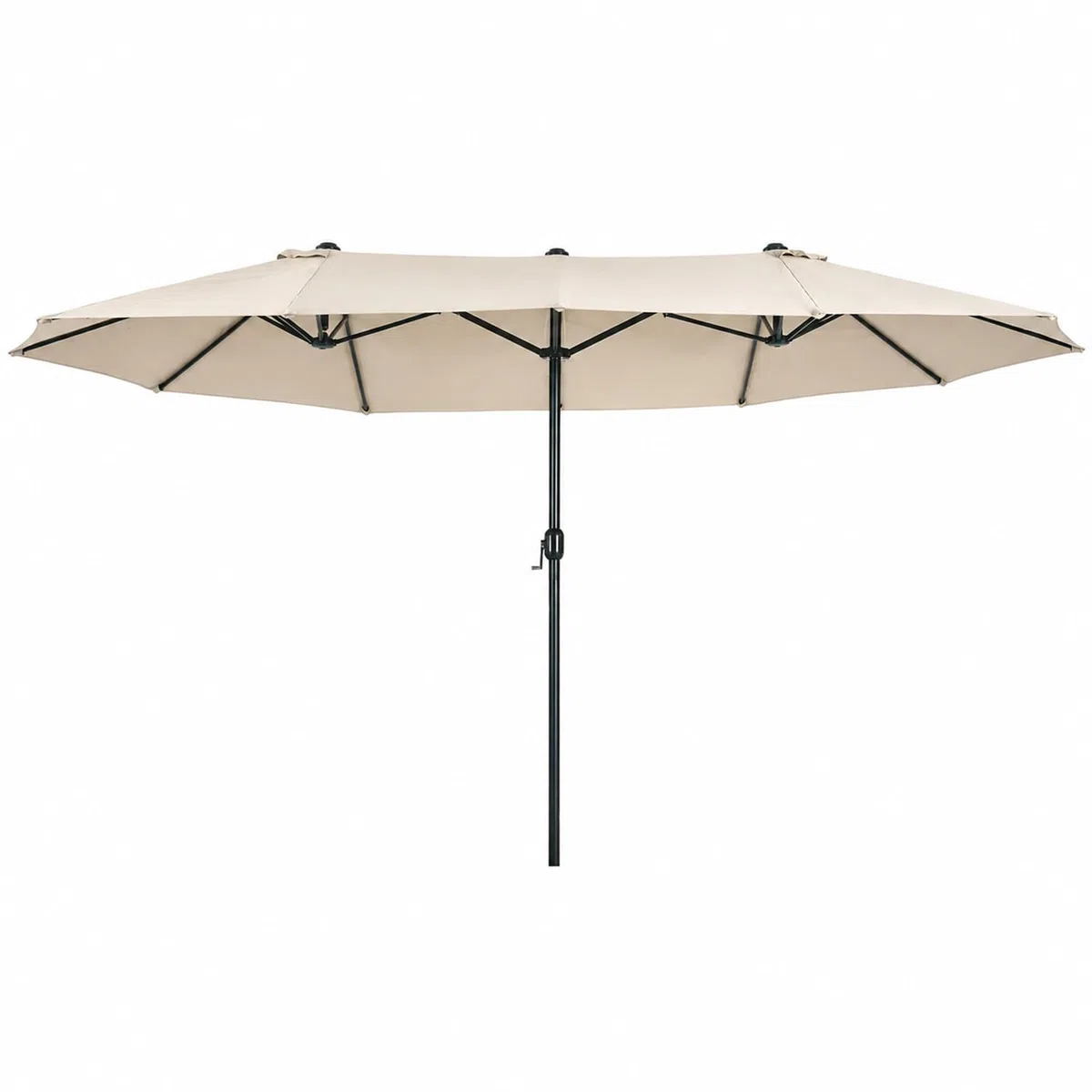 Ombrellone Doppio Da Giardino Parasole 4.6 x 2.4 M Per Esterno Piscina Terrazzo Con Palo In Acciaio E Tessuto In Poliestere Impermeabilie Anti UV Apertura A Manovella Colore Beige