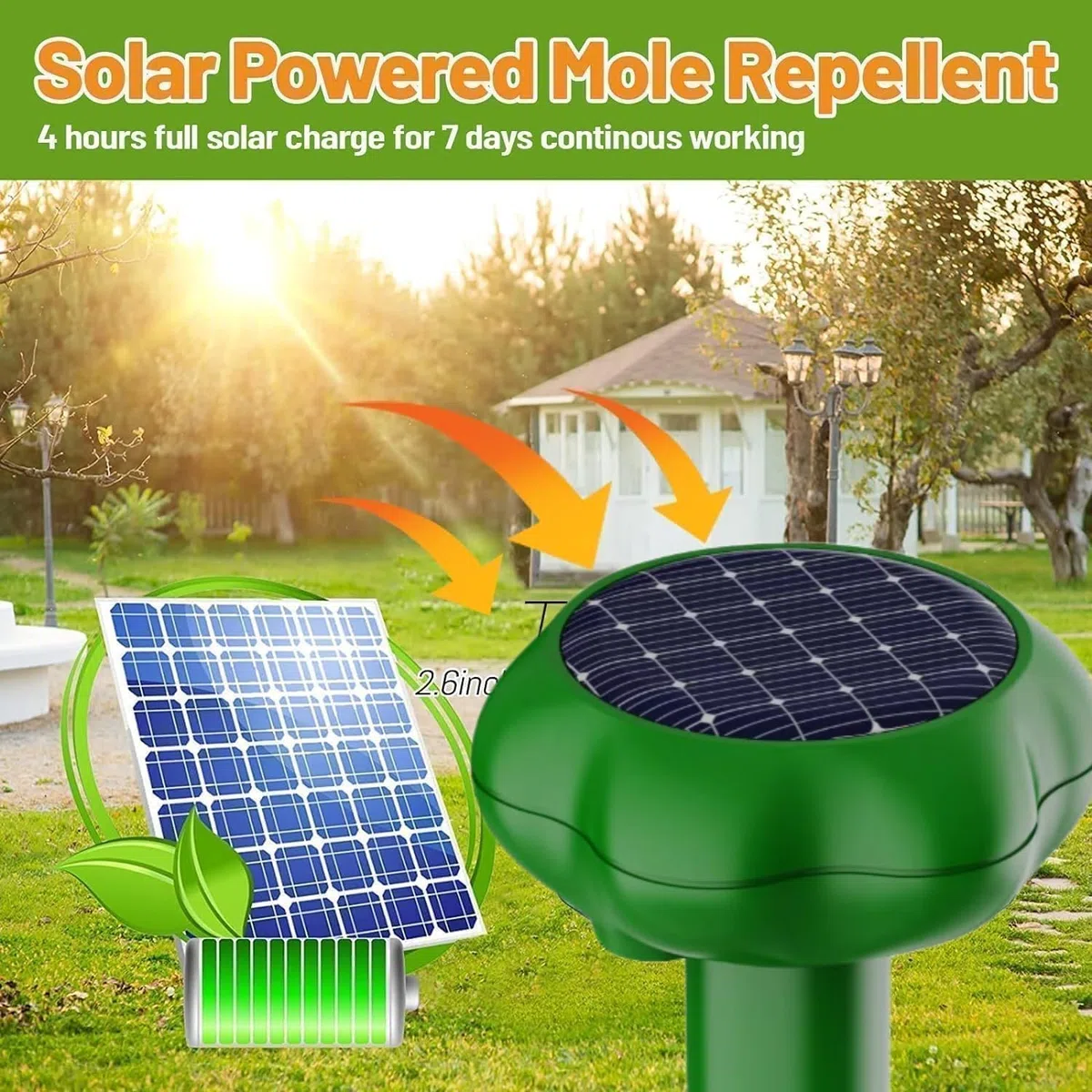 Scaccia Ultrasuoni Solare, Repellente Ultrasuoni Solare con Impermeabile, Impermeabile IP66 per Giardino, Cortile e Fattoria, Repellente per Talpe