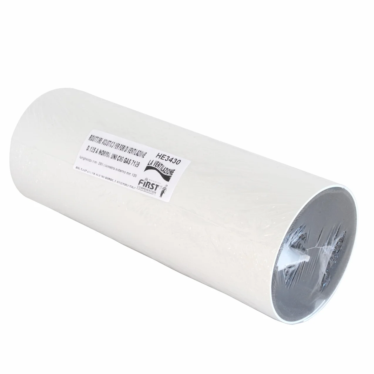 La Ventilazione HE3430 Silenziatore Acustico Elicoidale per Fori, Bianco, 300 mm-120 mm