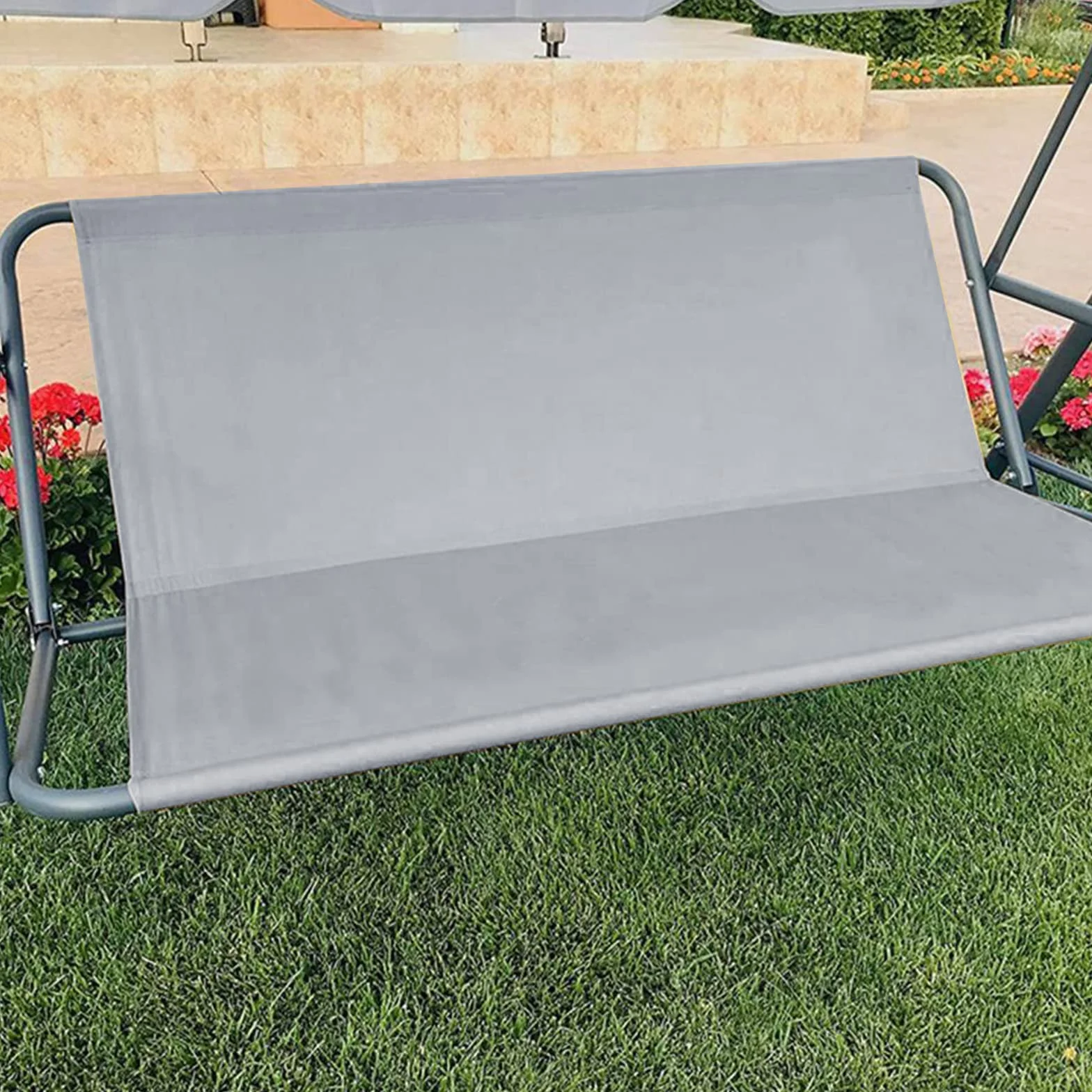 Copertura di ricambio per dondolo da giardino, in tessuto Oxford 900D, per esterni a 2 e 3 posti (grigio: 113 x 48 x 48 cm)
