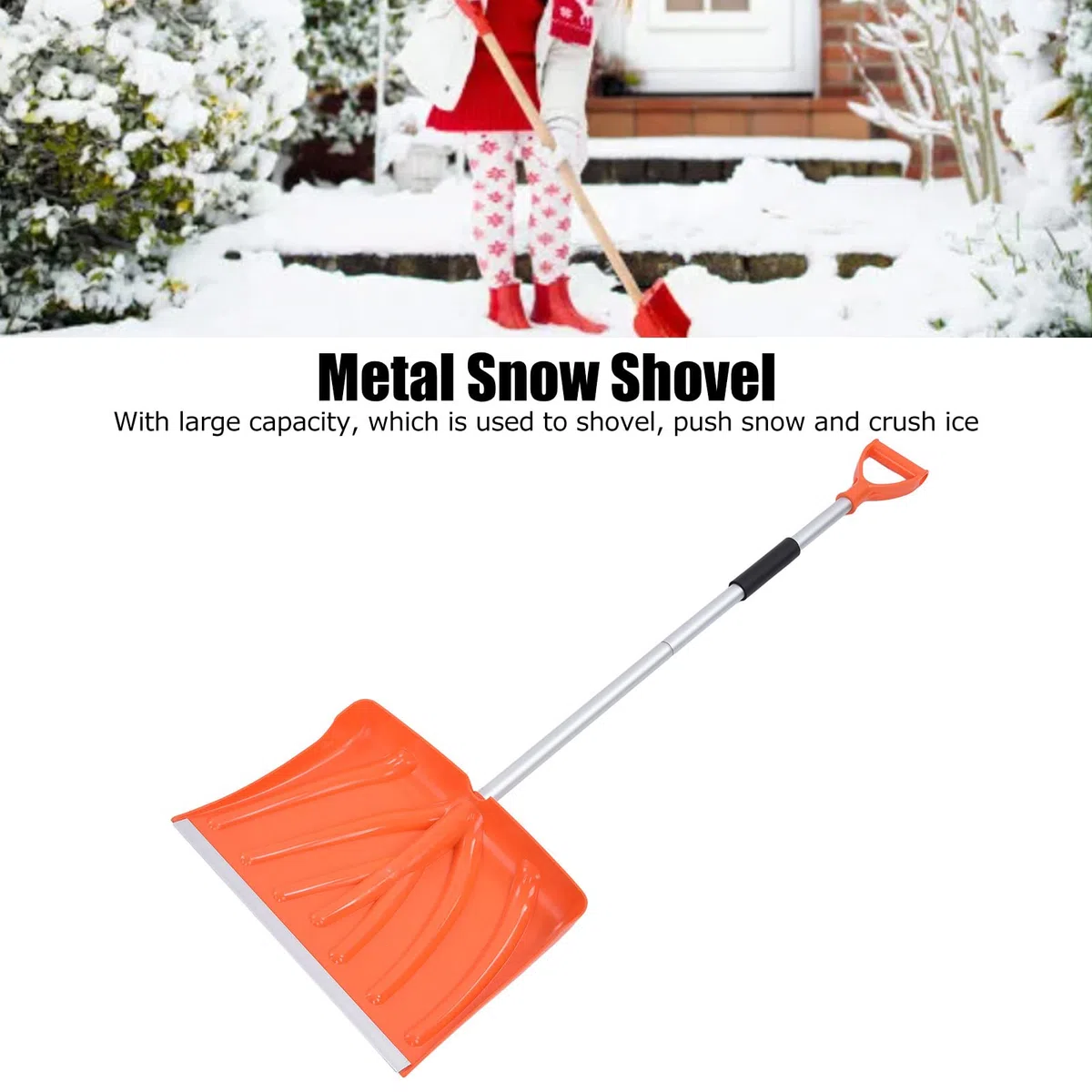 JOCHEN Spazzaneve, Pala da Neve, Pala da Neve con Manico ergonomico, Pala da Neve in plastica con Attacco in Alluminio