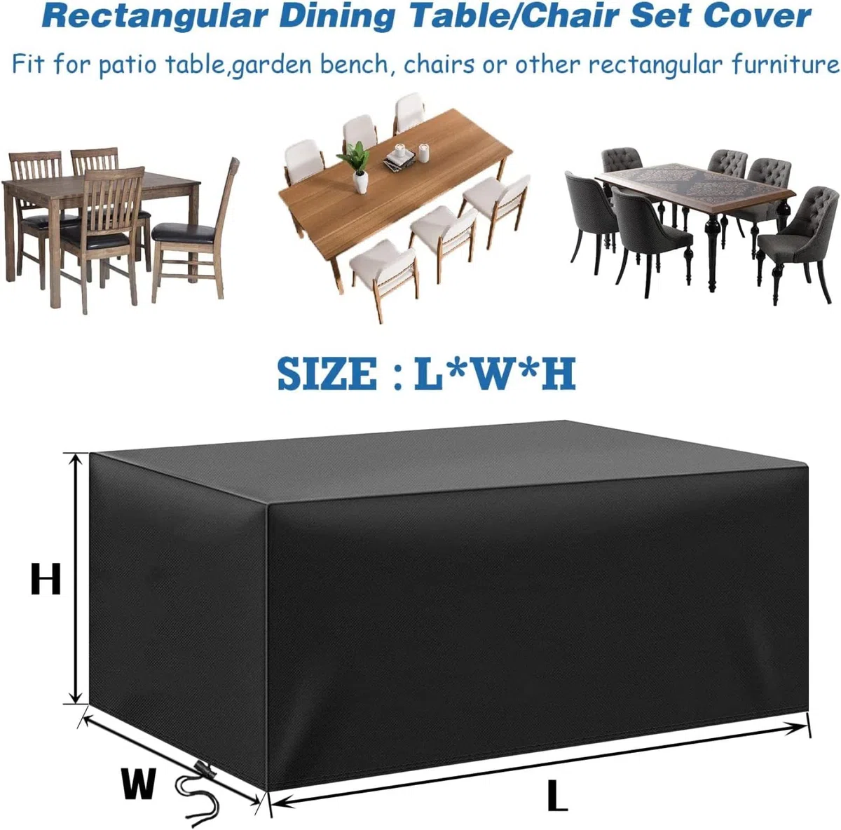 Piccola copertura quadrata per tavolo esterno impermeabile 120 x 80 x 60 cm/LxPxA Coperture per mobili da giardino 600D Anti-UV Set di mobili Copertura protettiva Antivento Anti-UV Rattan Divano Cover