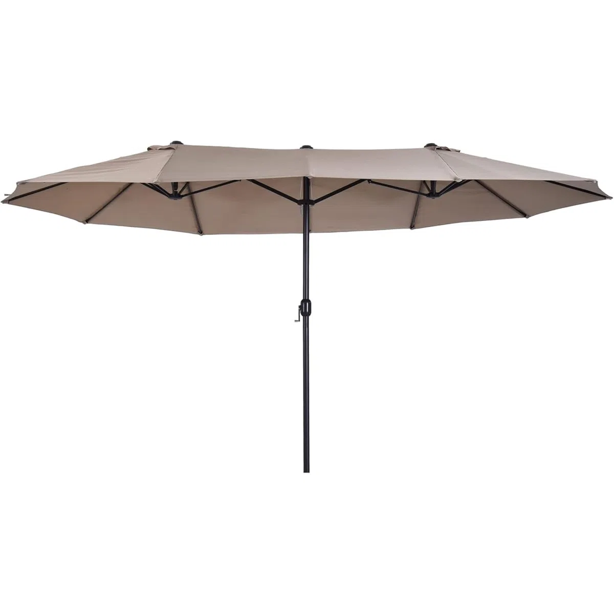 Ombrellone Doppio Da Giardino Parasole 4.6 x 2.4 M Per Esterno Piscina Terrazzo Con Palo In Acciaio E Tessuto In Poliestere Impermeabilie Anti UV Apertura A Manovella Colore Caffè