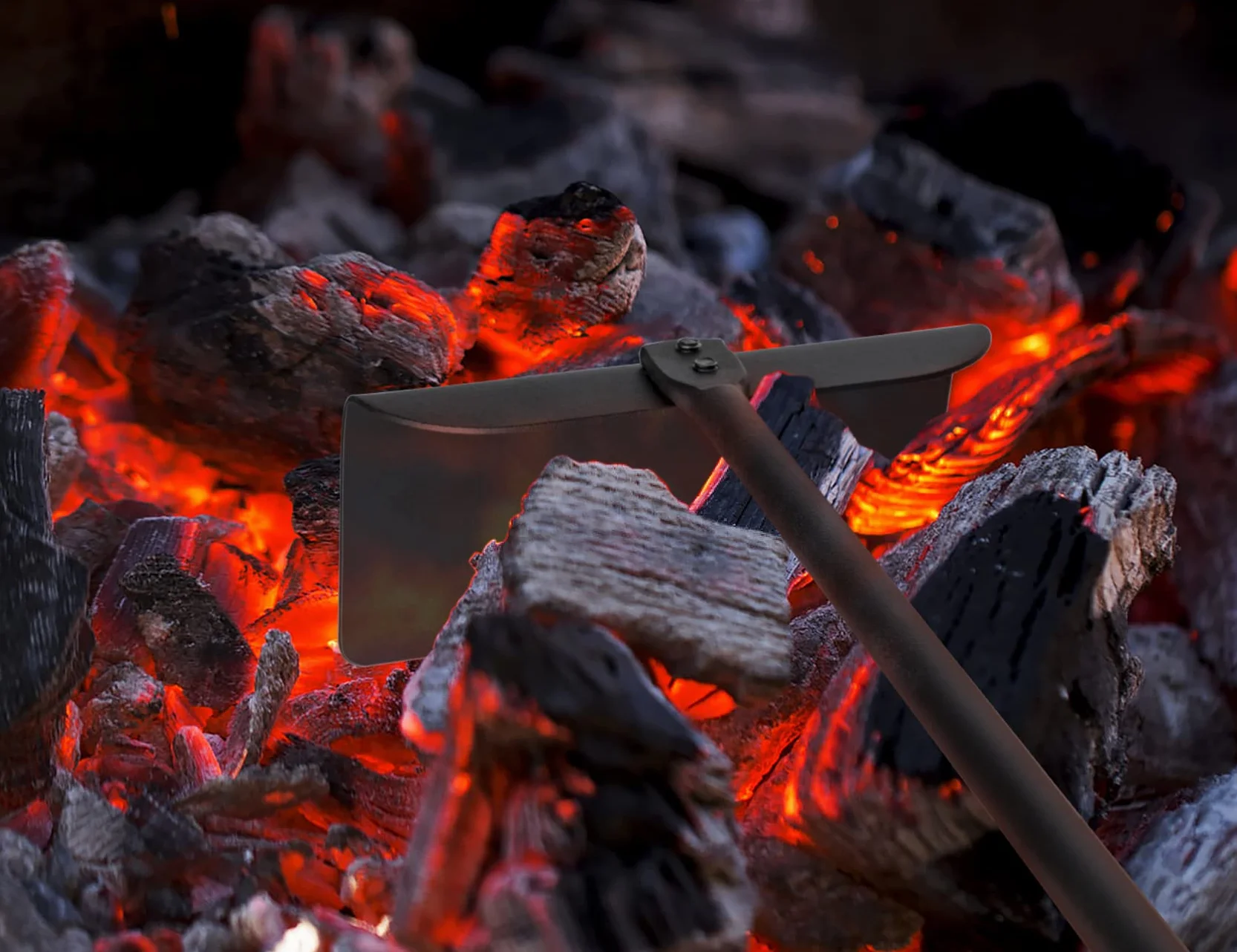 onlyfire Grattacenere in Metallo con Manico Lungo 53 cm, Accessorio per Barbecue a Carbonella e Altre Griglie a Carbonella