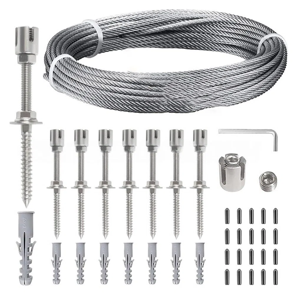 Flessibile 304 per graticcio in filo di acciaio inossidabile per pareti esterne, telaio antiruggine per piante rampicanti con design a flusso d'aria, kit di cavi da giardino fai da te, 16 m