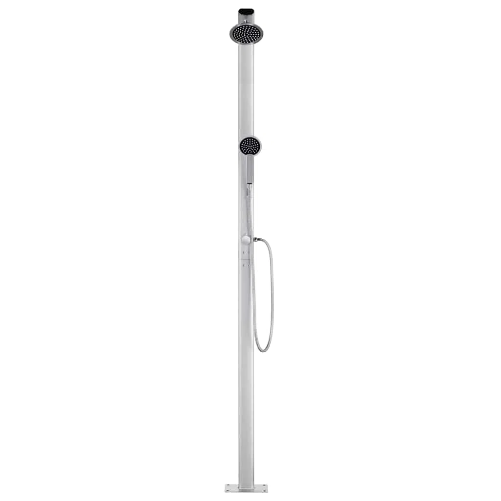 Doccia da giardino in alluminio, altezza 215 cm, con soffione e doccetta per giardino, piscina, vasca idromassaggio, accessorio per esterni, terrazza, uso estivo, resistente alle