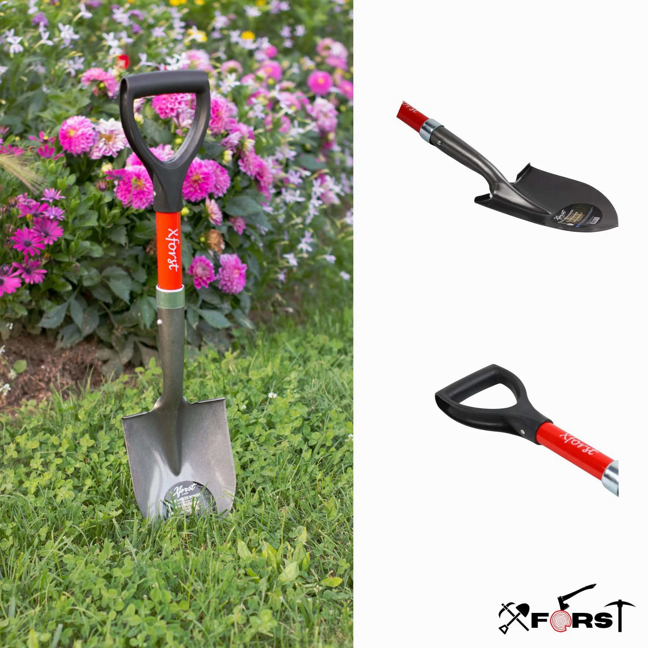 Xforst X-S800 pala vanga robusta e molto leggera, ideale per giardinaggio e prospezione.
