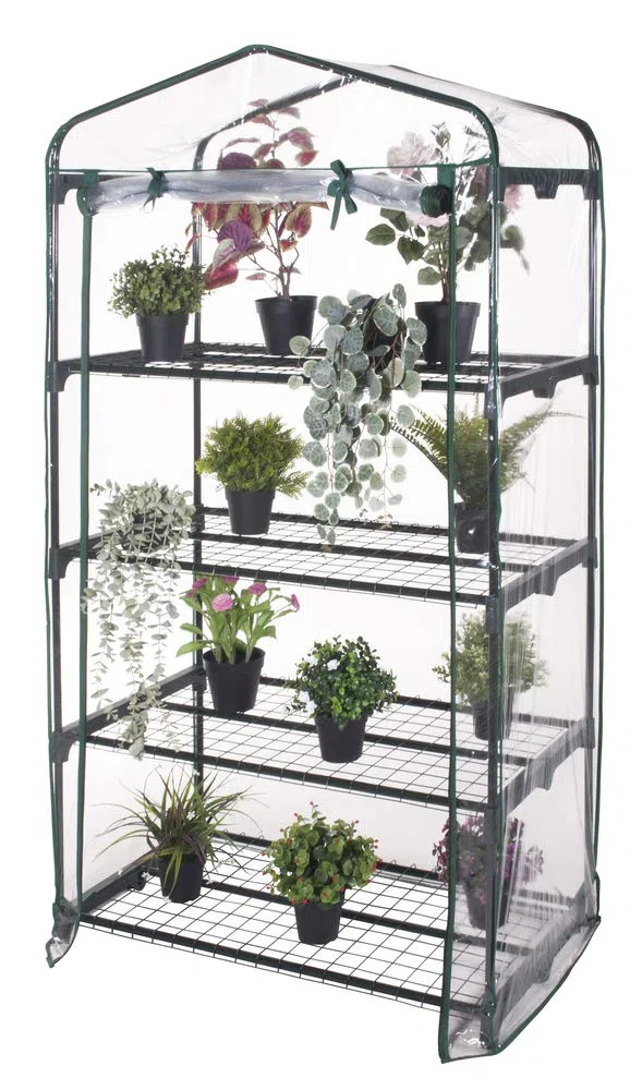 VERDELOOK Serra a 4 Ripiani in Acciaio Verniciato con Telo in PVC, 91x49x162 cm