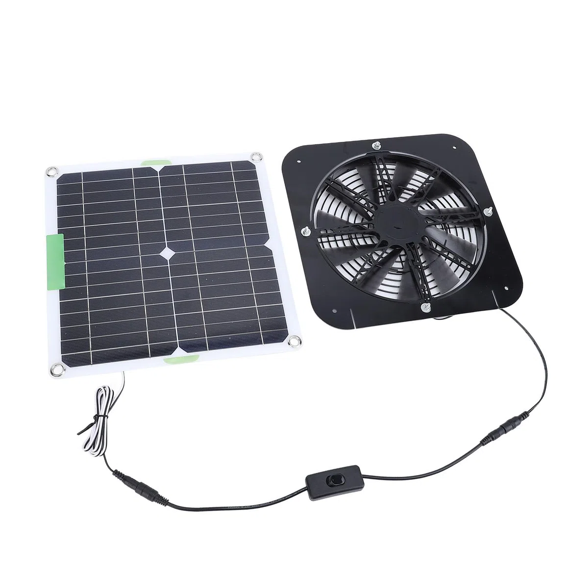 Brrnoo Ventilatore Solare per Casetta per Polli e Cani Ventilatore di Scarico con Pannello Fotovoltaico da 100 W Diametro 13 5 Pollici Installazione Facile con Staffa per Condotta di Sca