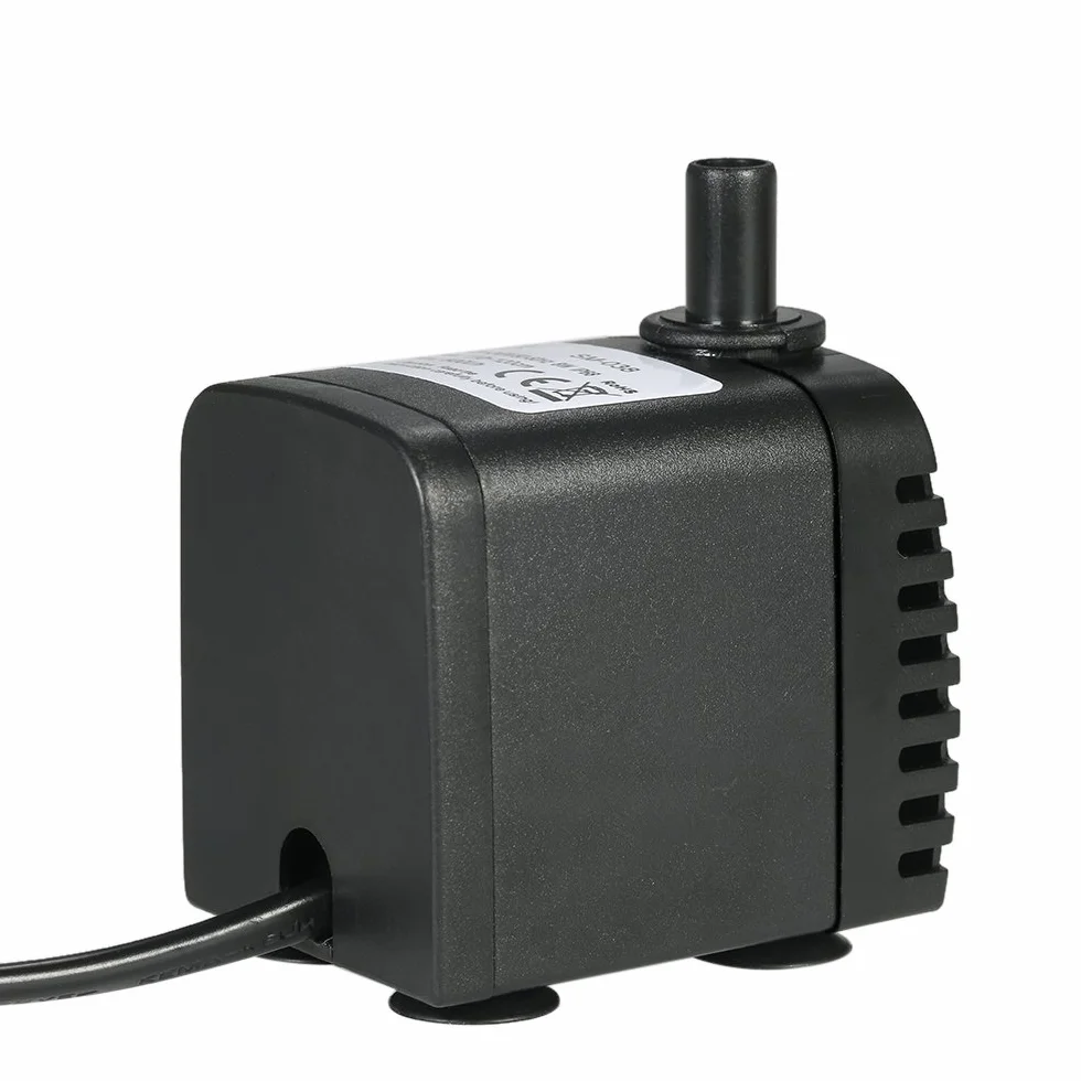 Decdeal Pompa acqua sommergibile, 600 l/h 8 W, pompa acqua acquario ultra silenziosa con 4 piedi di ventose per fontane pesce serbatoio idroponico Systems con 2 ugelli