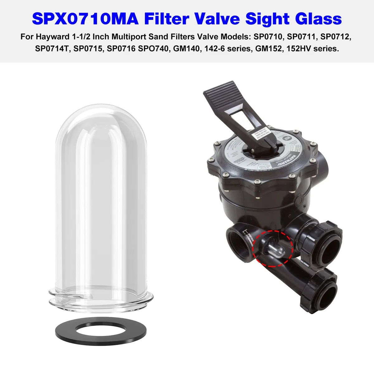 Filtro a sabbia SPX0710MA per Hayward Pool Filter Sight Glass, ricambio Hayward Pool filtro a sabbia parti SP0710, SP0711, SP0711, SP0712, SP0714T, SP0715, SP0716 con guarnizione O-Ring