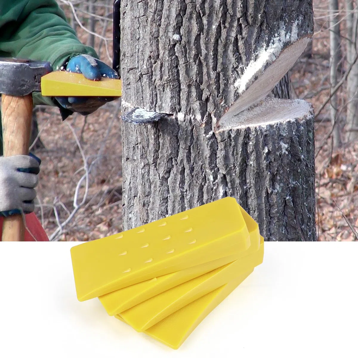 SWAWIS 6 Pezzi Cunei di Abbattimento, 15.2*6.6*2.5cm Cuneo per il Taglio dei Tronchi, Cuneo d'Abbattimento Giallo, Cuneo Spaccalegna per l'Abbattimento Controllato Degli Alberi