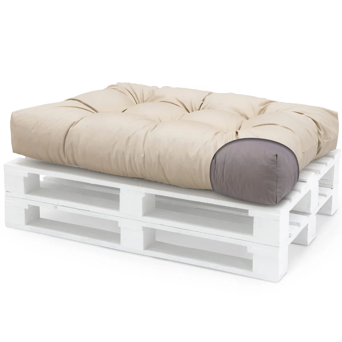 Spatium Cuscini per Pallet Sfoderabili Impermeabile Rivestimento Trapuntato Euro sedile schienale 20 cm di spessore Beige Sedile 120x60x15