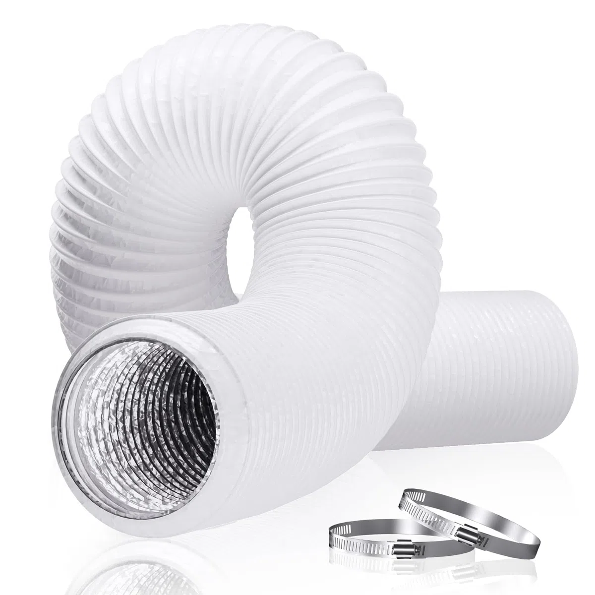Tubo Ventilazione 100mm Flessibile PVC con 2 Fascette, 3m Condotto Aria 10 cm per Estrattore Tubo Condizionatore Portatile, Bagno, Grow Tent, Sistema Ventilazione, Bianco