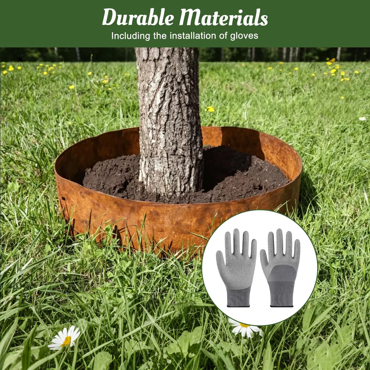 Bordo per prato in metallo, 10 m, bordatura per aiuole con effetto ruggine, altezza 15 cm, per limitare aiuole, sentieri da giardino, alberi, ghiaia, resistente alle intemperie, 1 paio di