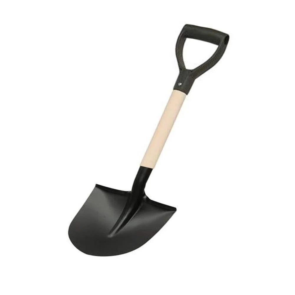 Pala Corta badile da Giardino in Acciaio Manico in Legno Punta Tonda o Quadrata Attrezzi manuali bricolage Fai da Te (Tonda)
