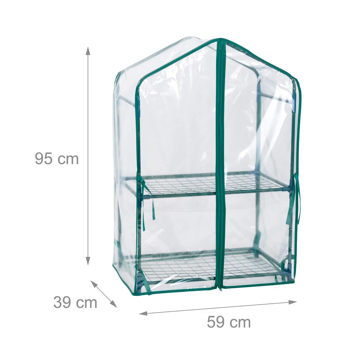 Relaxdays Serra da Balcone, 1 pz, Telo PVC, Acciaio, HxLxP: 95x59x39 cm, Serra per pomodori 2 Piani, Verde/Trasparente