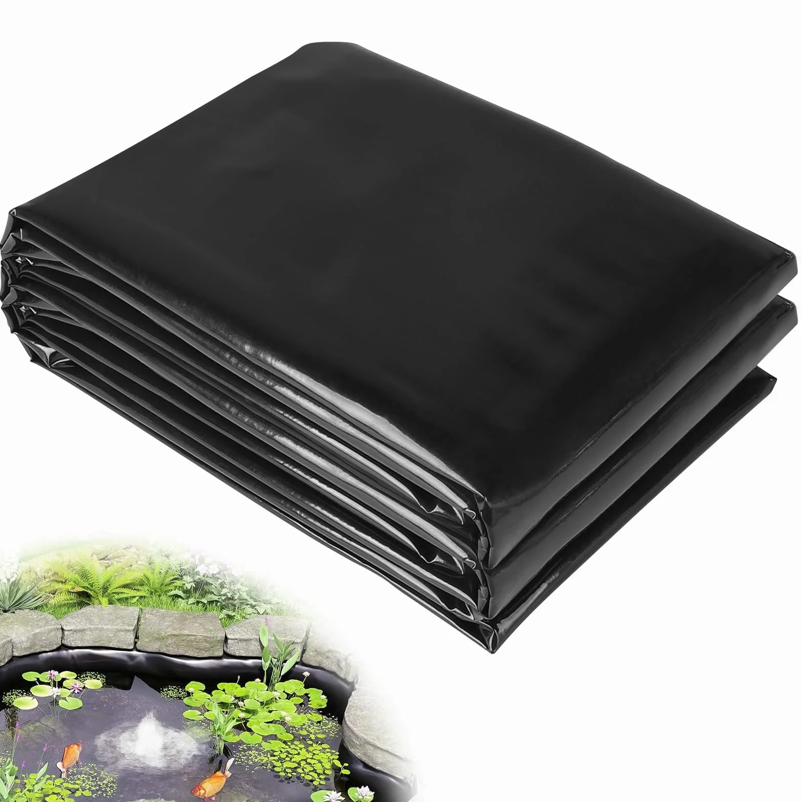 DBREAKS Pellicola per Laghetto in HDPE 3x3m, Nero, 0.5mm Spessore, Resistente ai UV, Flessibile per Giardino, Stagni, Fontane & Cascate