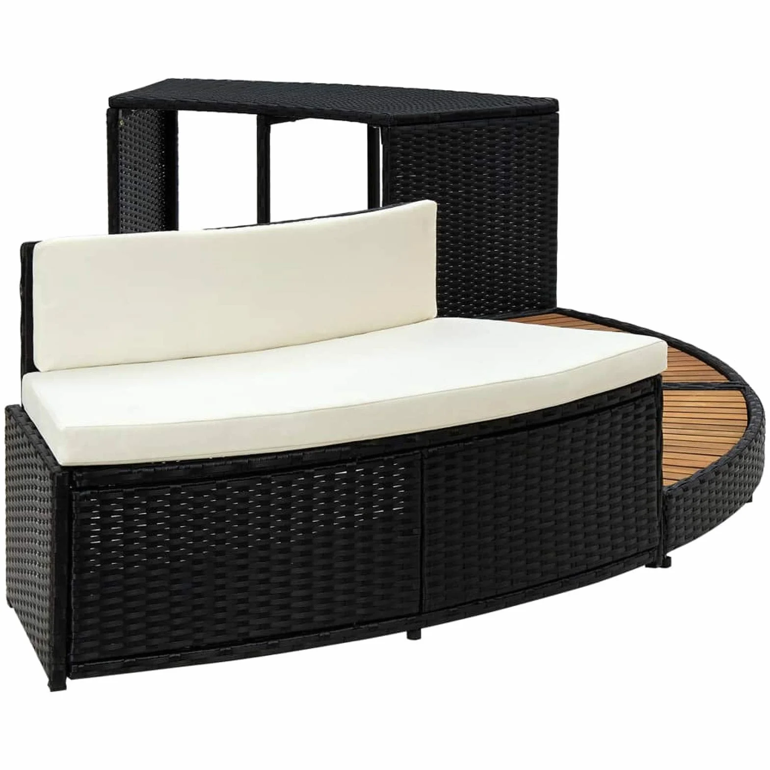 Bordo Spa Nero in Polyrattan e Legno d'Acacia