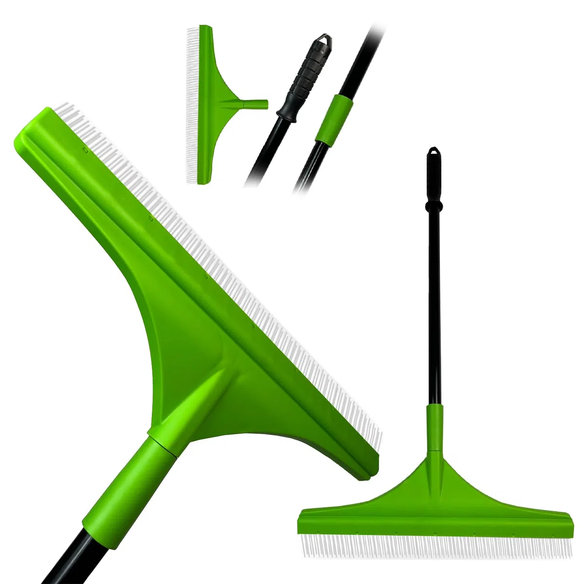 Crisalide® - Rastrello per Erba Artificiale Setole in Poliammide 35 mm, Doppia Fila, Asta Telescopica 80-130 cm, Larghezza 45 cm Manico Ergonomico in Gomma Per Pulizia e Cura di Prati Sintetici