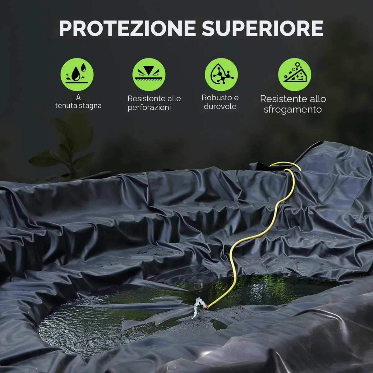 3x4m Telo Laghetto, 0.2mm Spessore Telo per Laghetto da Giardino, Fodera Laghetto per Fontana da Giardino Esterno, Cascata, Laghetto per Tartarughe