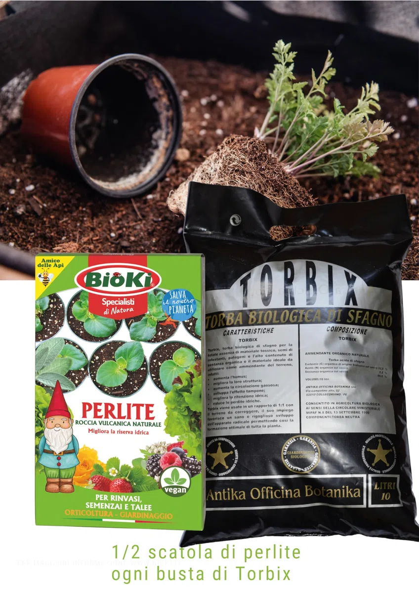 Torba per Rinvaso Piante da Interno ed Esterno Kit completo 20 L di Torba e 1 L di Perlite ad elevata efficenza