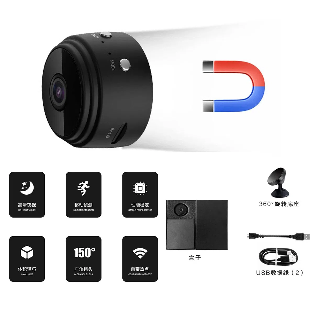 Telecamera smart wireless per esterni 1080P HD con visione notturna WiFi obiettivo grandangolare 150° per uccelli