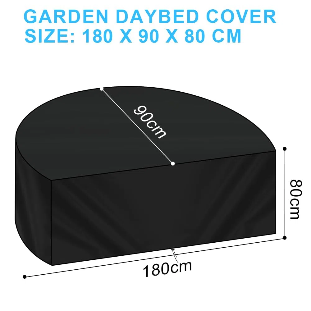 AOOWU Copertura Letto da Giardino Semicerchio, Impermeabile Coperture Isola Prendisole, Copridivano da Esterno Copertura, Oxford 210D, Antivento, Anti-UV Telo Copri Divano Giardino 180x90x80CM