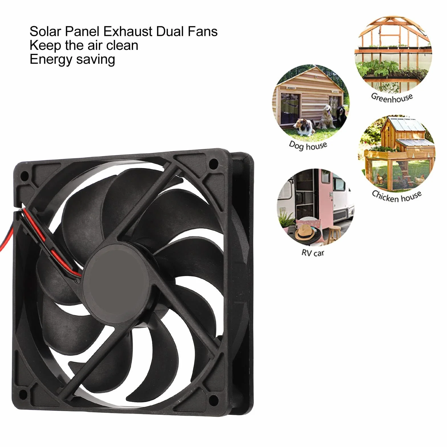 Ventilatore Solare, Efficiente Mini Ventilatore a Doppio Scarico 10W 12V 2A con Pannello Solare per Casa Soffitta, Serra, Casa di Pollo, Cani e Animali Domestici