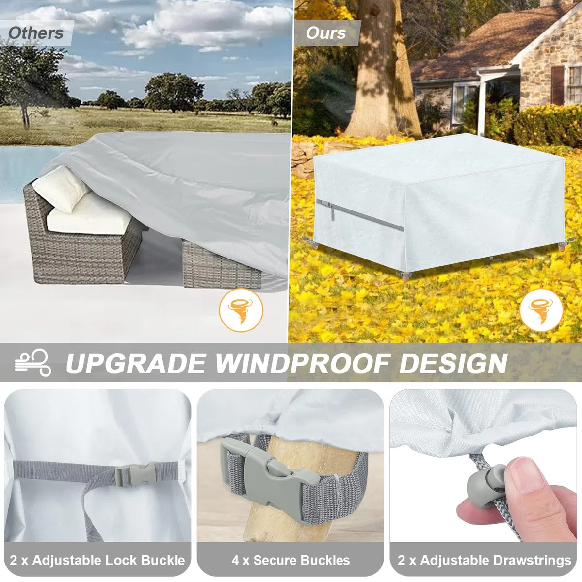 LAMUNI Copertura Tavolo Esterno Copritavolo da Giardino Impermeabile 140x80x75cm Copertura per Mobili da Giardino Tessuto Oxford 420D Coperture per Tavoli Esterni Telo Copri Tavolo da Giardino
