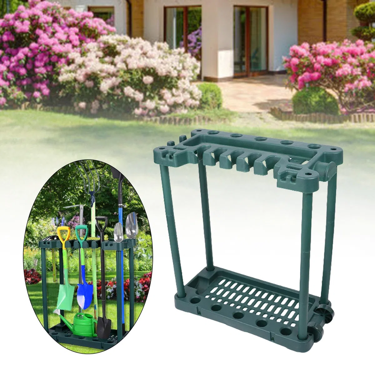Scaffale per attrezzi da giardino, 74 x 84 cm, salvaspazio, per giardinieri domestici, paesaggisti, garage, organizzazione
