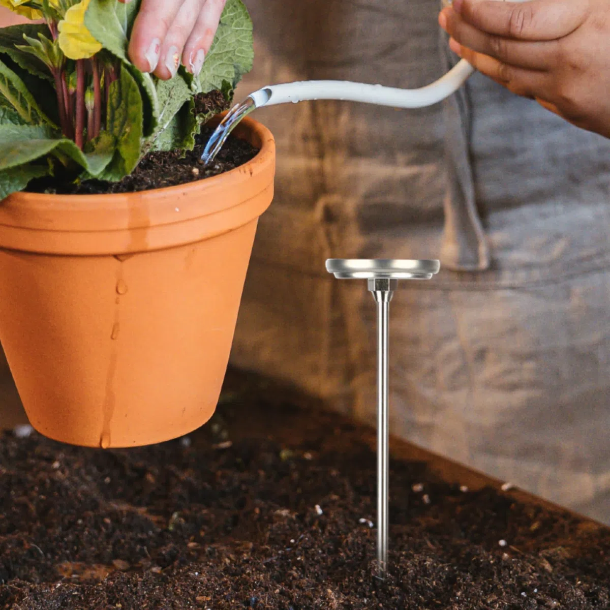 Termometro per compost, Termometro per terreno portatile in acciaio inossidabile con quadrante da 2 pollici con stelo da 20 pollici per terreno, compost, giardino