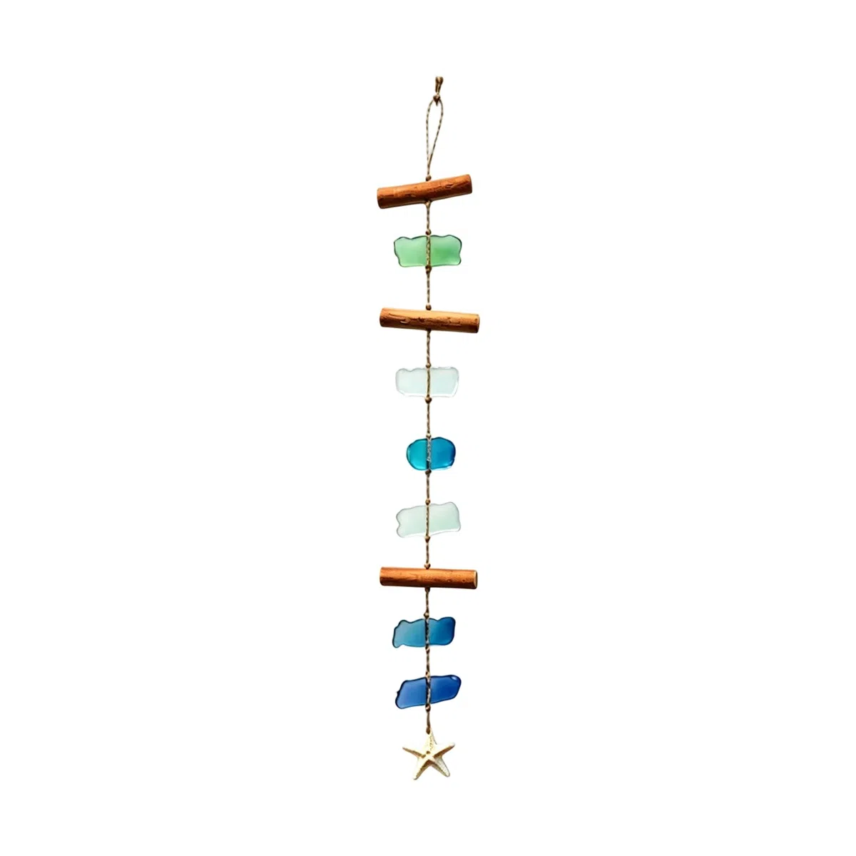 Conchiglie artistiche in vetro di mare e bastone di legno scacciapensieri costieri decorazione da parete per veranda patio decorazione scacciapensieri a tema spiaggia