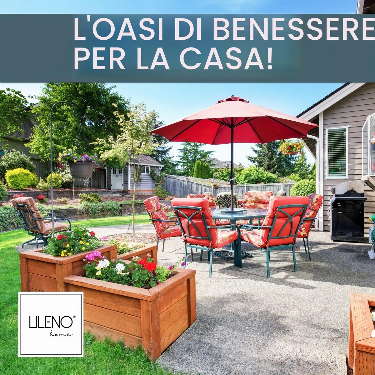 LILENO HOME Cuscini per sedia da giardino [set da 1 – sedia con schienale alto] in foglie Aqua – comodi cuscini per sedie da giardino – cuscini per sedie da giardino e sedie pieghevoli