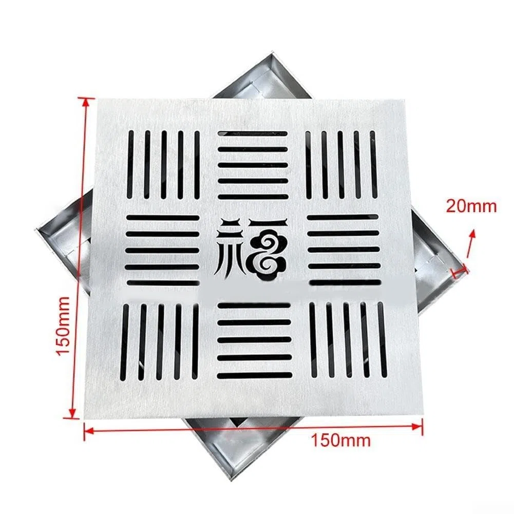 Griglia di scarico in acciaio inox per esterni, per giardini e vialetti (150 x 150 x 20 x 2 mm)