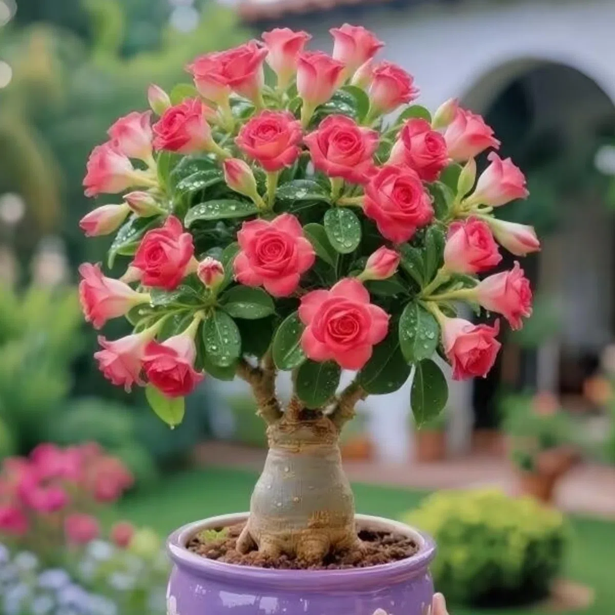 Brillante Rizoma Di Rosa Del Deserto, Resistenti Al Freddo E Alla Siccità, Facile Da Coltivare, Splendide esposizioni in giardino-2 Rizoma-G