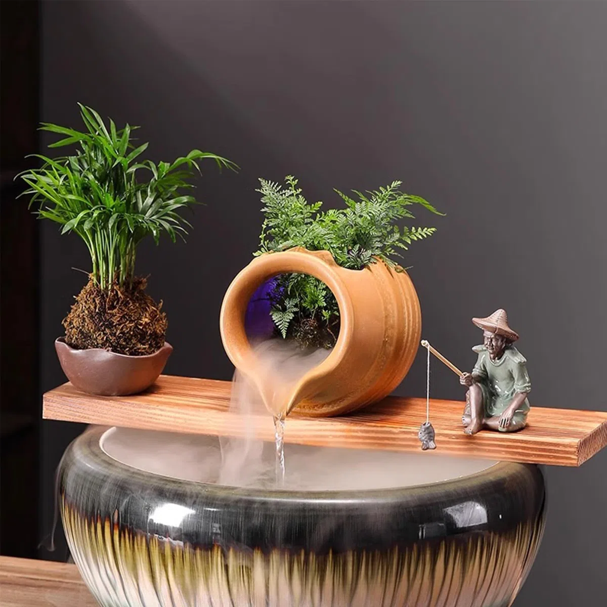 Brocca in Ceramica per Laghetto, Fontana, Giardino, Esterno, Vaso, Grotta, Cascata, Decorazione Esterna, Vaso Idroponico (Marrone Chiaro)