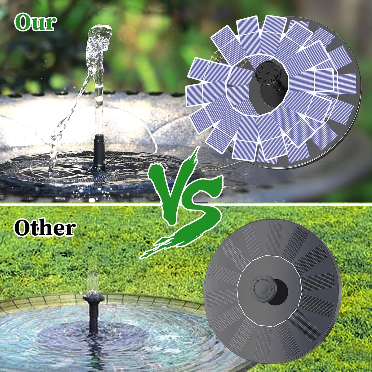 AMZtime 2.5W Fontana Pompa Solare da Giardino, con 6 Ugelli, Acqua Galleggiante per Bagno per Uccelli, Laghetto, Decorazione e Piscina