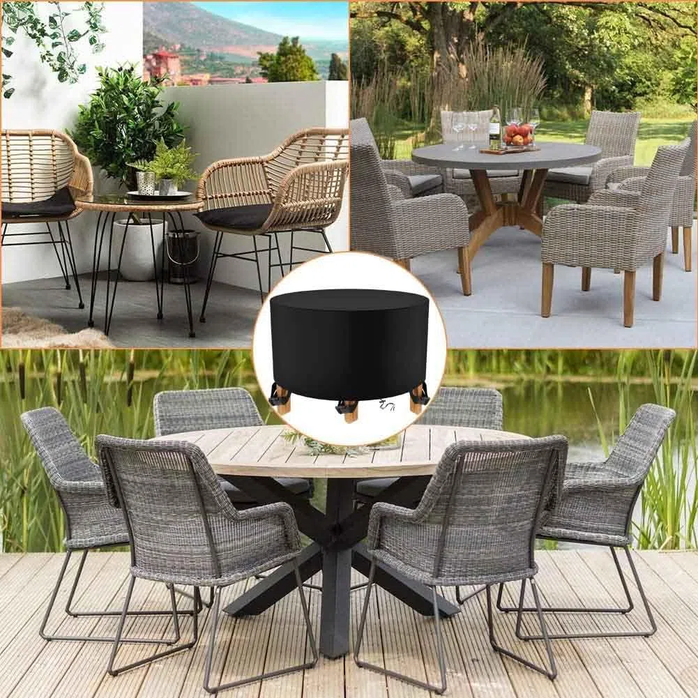 Copertura per Mobili da Giardino Rotonda Impermeabile da Giardino Copertura da Tavolo Circolare da Esterno 600D Oxford Anti-UV Antivento 110x70cm